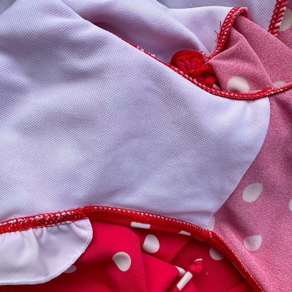 Girls Red Polka Dot Long Sleeve One Piece Swim Suit Size 10 - Picture 7 of 10
